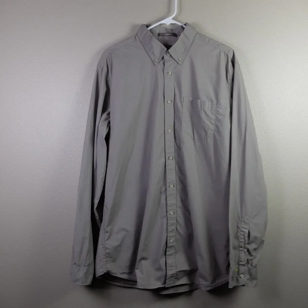 Eddie Bauer Heather Gray Voyager Flex Long Sleeve Shirt Size Tall Large